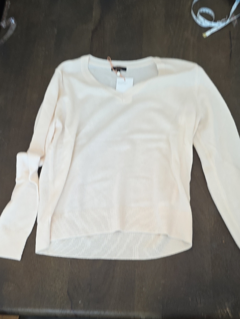 Quince Light Pink V-Neck Women's Sweater Large